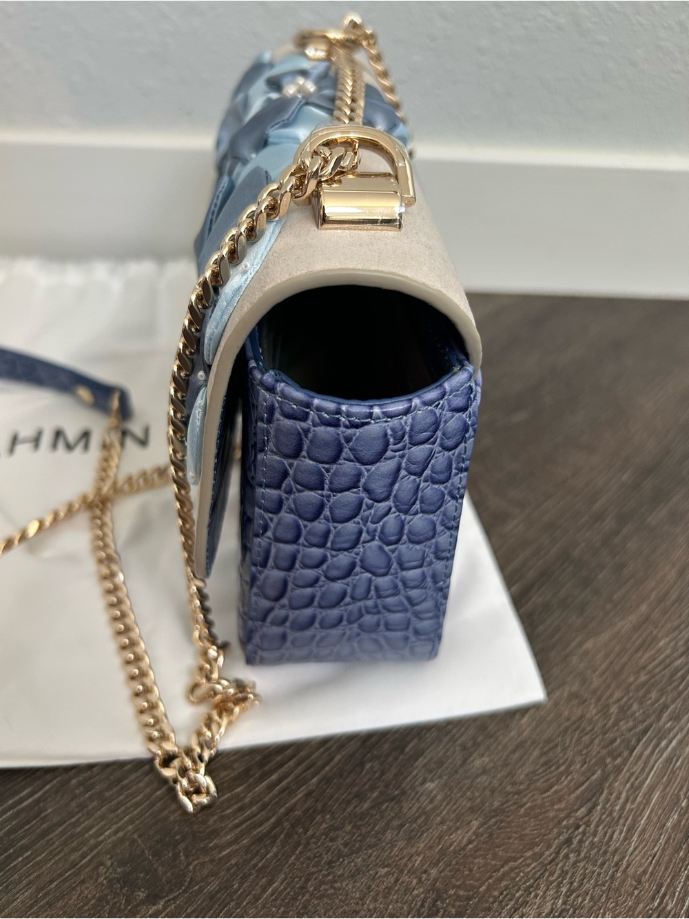 Brahmin Rosa Bellbottom Blue Fleur Genuine Leather - Picture 6 of 10